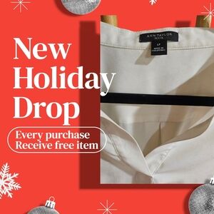Ann Taylor Cream Holiday Top